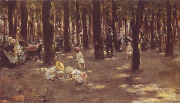 Kinderspielplatz im Tiergarten zu Berlin by Max Liebermann